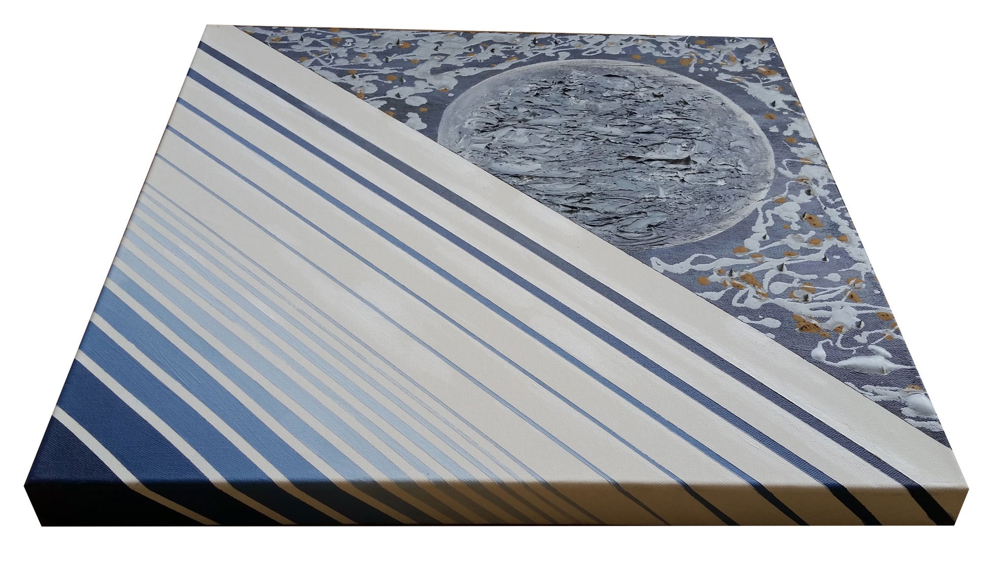 Abstract Expressionism Art Contemporary Modern Painting Monochromatic Moon Blue Grey White Colours Geometry Nature Sky Night