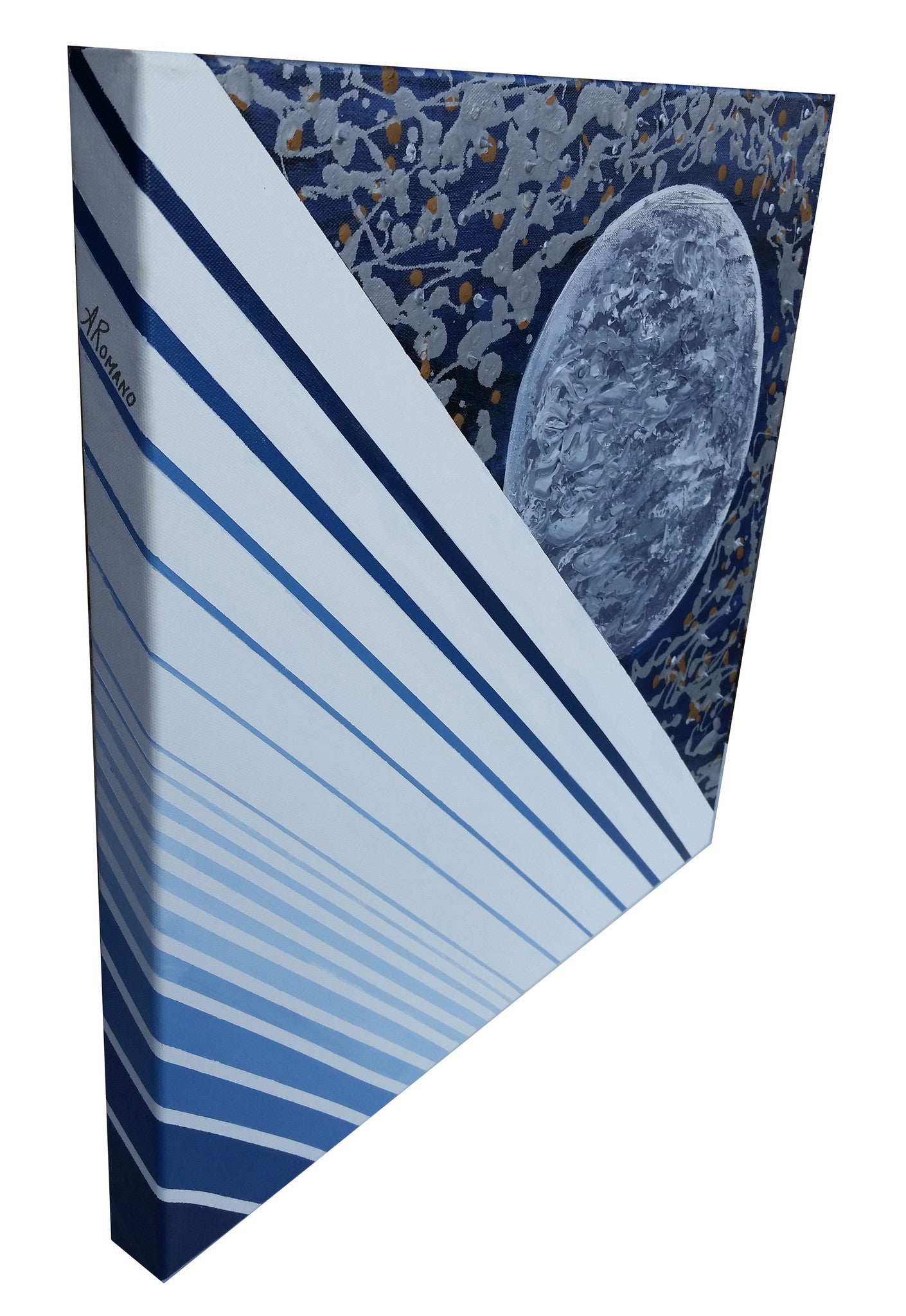 Abstract Expressionism Art Contemporary Modern Painting Monochromatic Moon Blue Grey White Colours Geometry Nature Sky Night