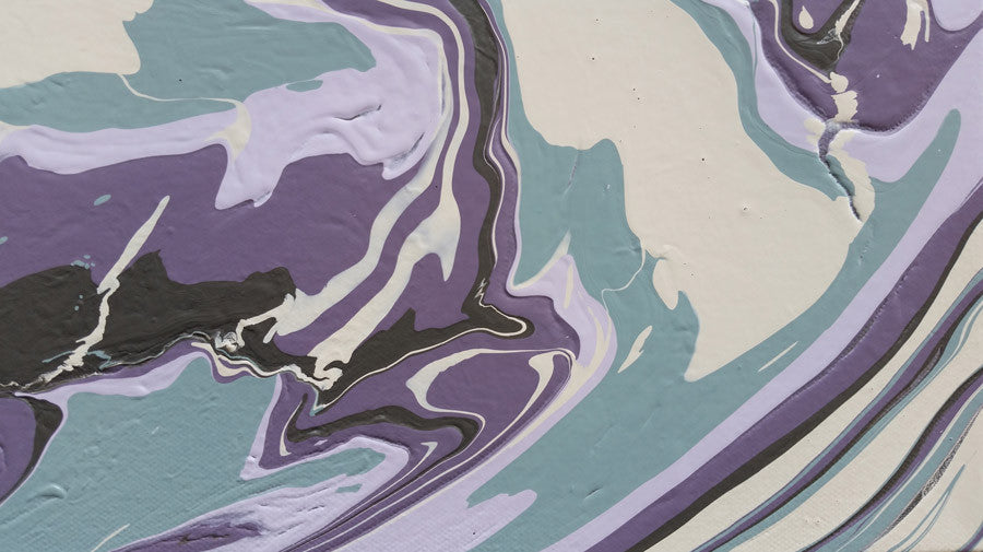 Abstract Expressionism Art Fluid Painting Modern Camouflage Pattern Purple Green White Sides Painted Paint Detail