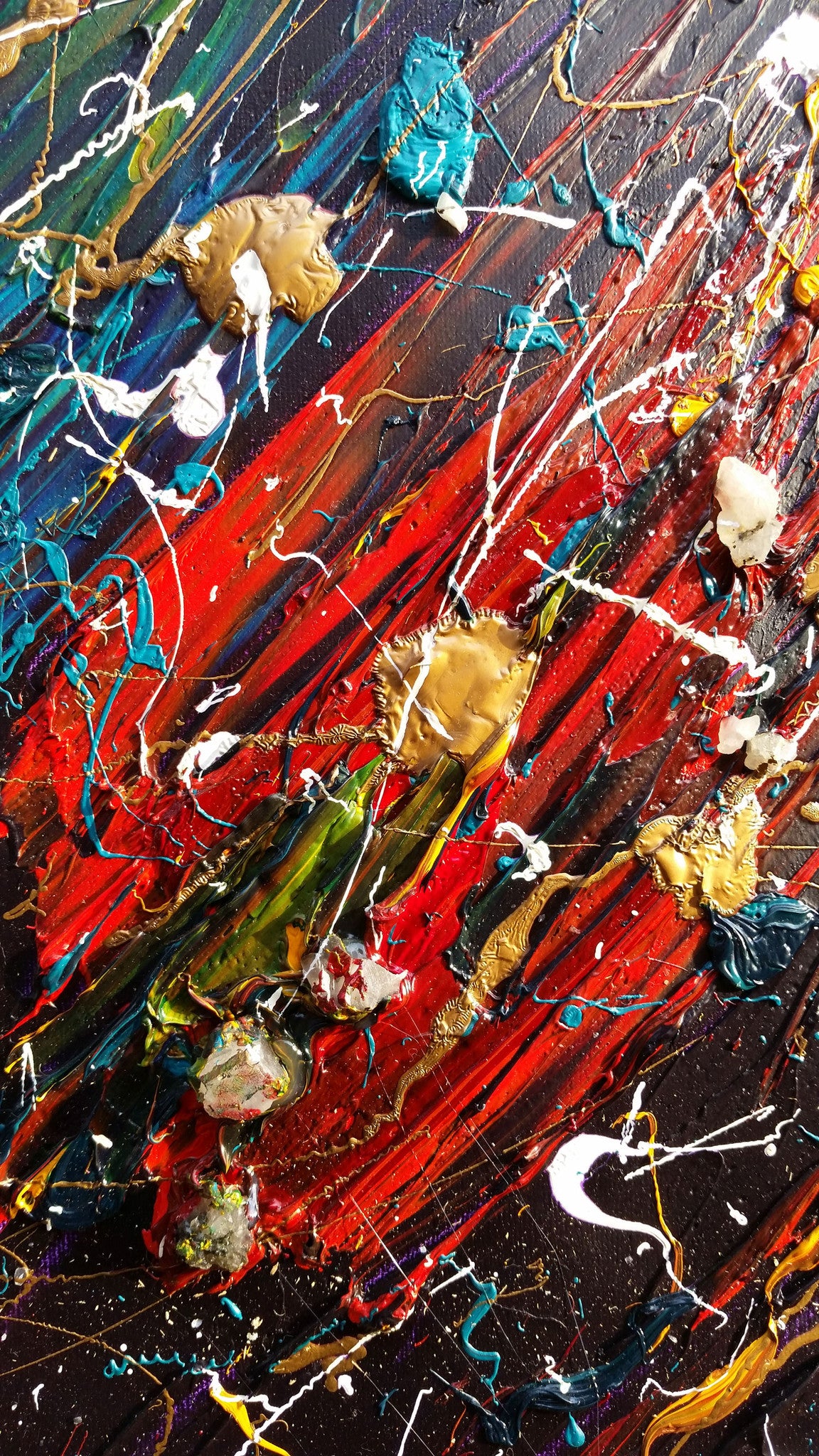 Galaxy Oil on Canvas Ink Rocks Abstract Expressionism Art Modern Contemporary Painting Texture Impasto Outer Space Meteorites Cosmic Colourful