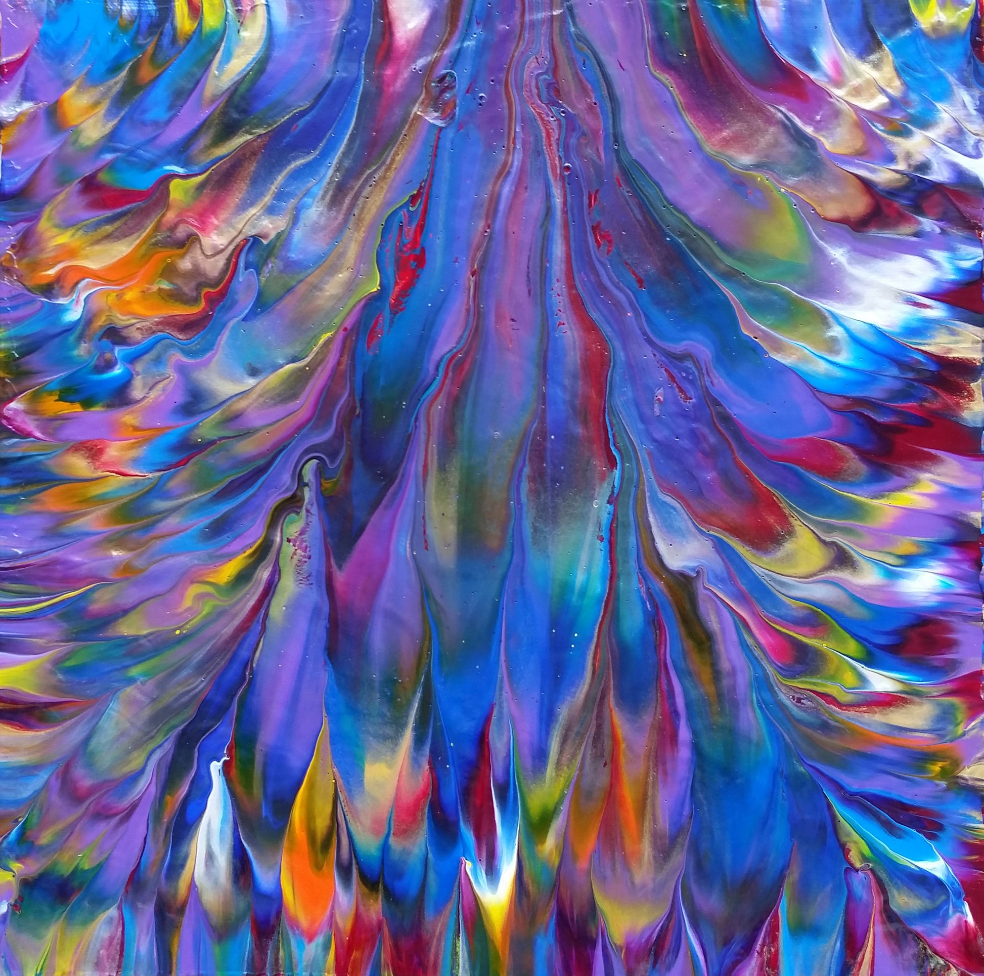 Iridescent Garden Abstract Fluid Painting Modern Contemporary Colorful Art