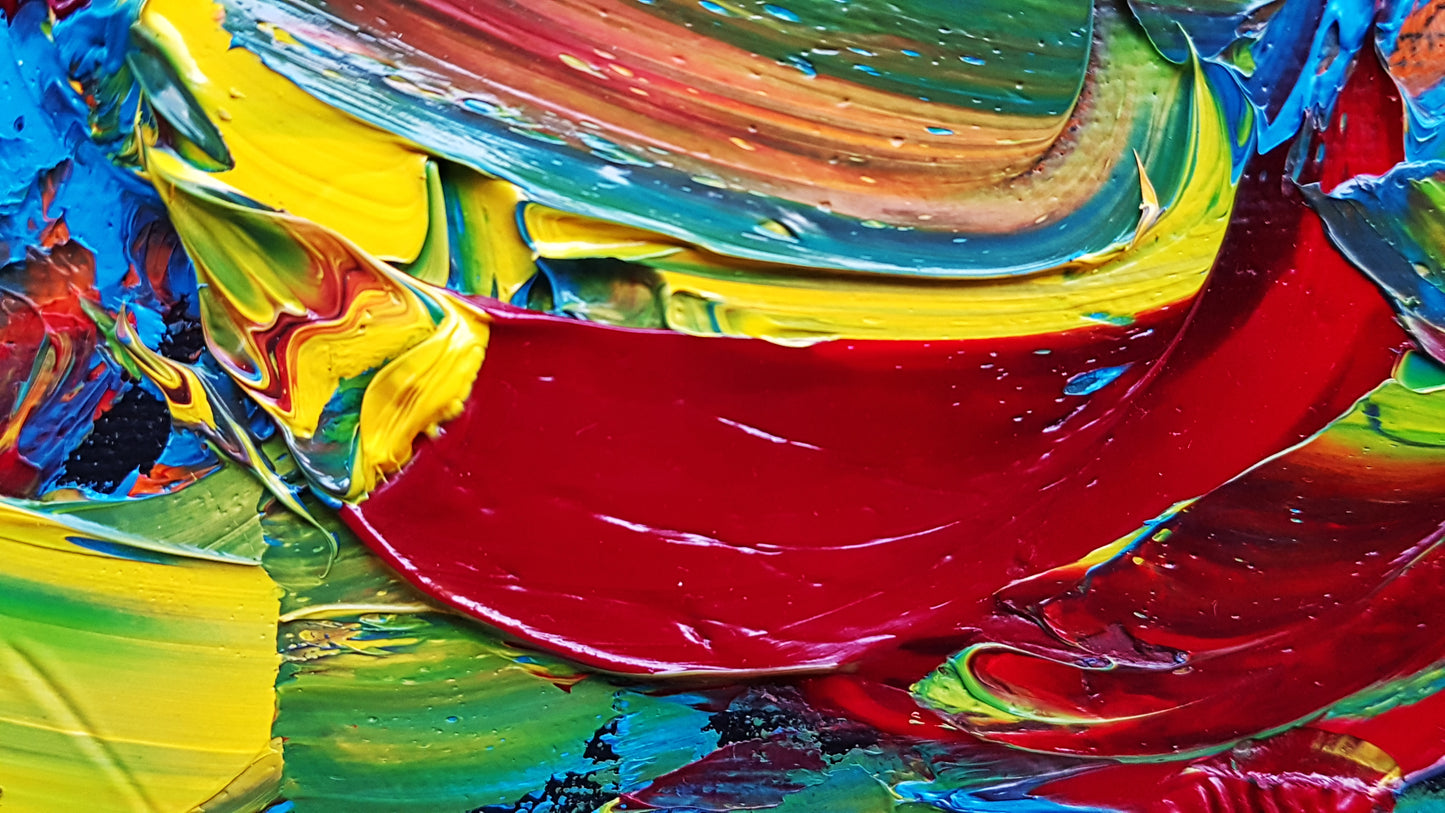 Layers-by-Alexandra-Romano-original-vibrant-textured-impasto-oil-painting-abstract-expressionism-action-painting-acrylic-on-canvas-yellow-blue-red-green-black