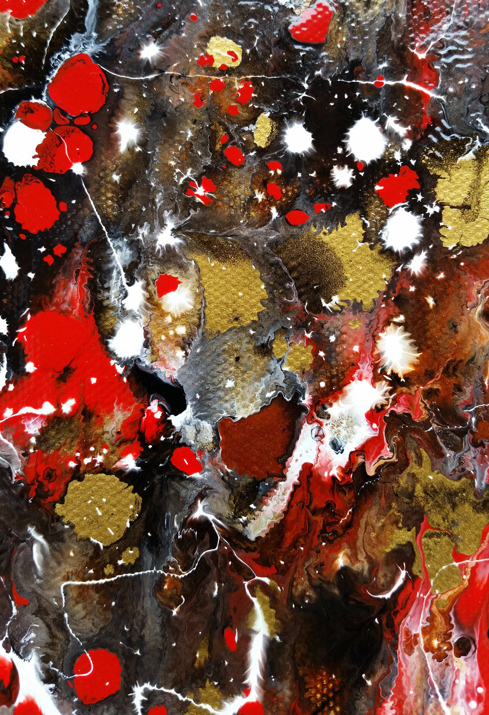 Modern Abstract Art Original Painting Chinese New Year Red Dragon Fireworks Festival Enamel on Canvas