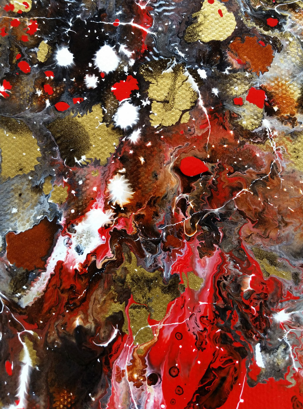 Modern Abstract Art Original Painting Chinese New Year Red Dragon Fireworks Festival Enamel on Canvas