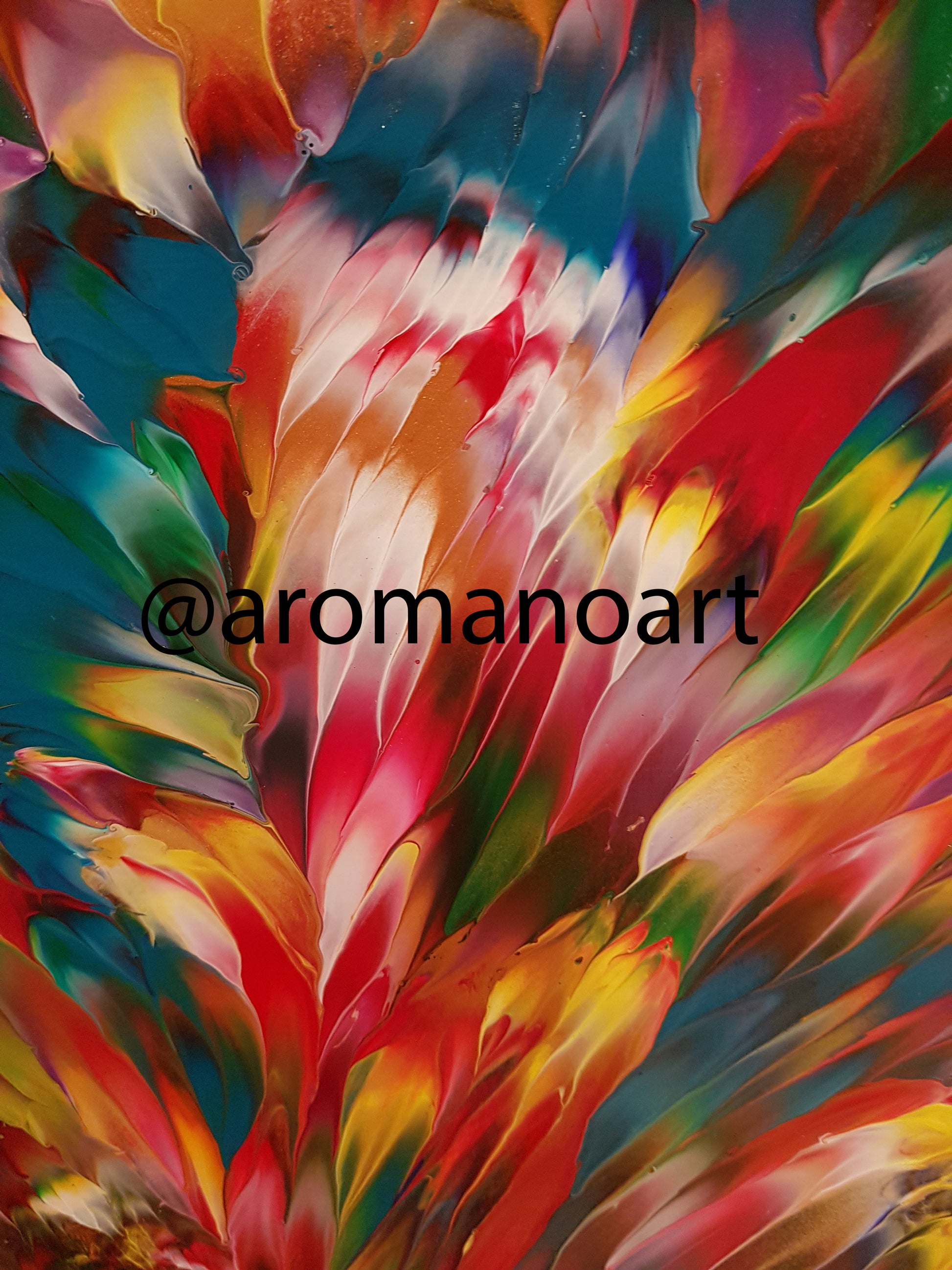 Octavia's-Garden-by-Alexandra-Romano-Art-Large-Octagon-Canvas-Acrylic-on-Wood-Painting-Vibrant-Bold-Colorful-Artworks