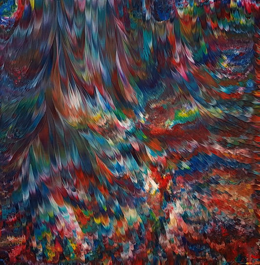 Psychedelic Waterfall No. 4  by Alexandra Romano Original Abstract Expressionism Painting Large 36x36 inch acrylic on wood artworks