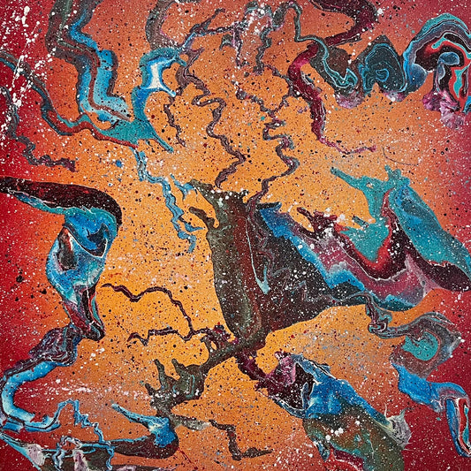 Original-Abstract-Expressionism-Painting-Alexandra-Romano-Artworks-Toronto-Canada-Galaxy-Cosmic-Lava-Cosmos-Red-Blue-Yellow-Art