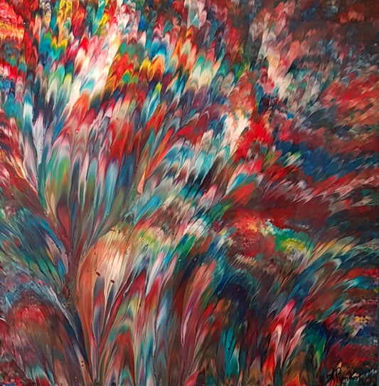 Psychedelic Waterfall 7 Alexandra Romano Art Original Abstract Painting Vibrant Bold Colorful Modern Contemporary artwork