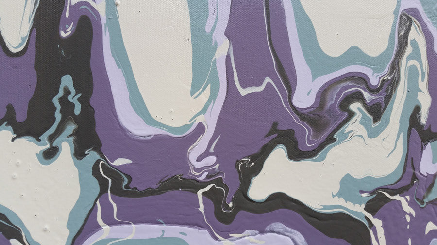 Abstract Expressionism Art Fluid Painting Modern Camouflage Pattern Purple Green White Sides Painted Paint Detail