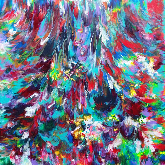 Good Karma Original Abstract Expressionism Fluid Painting Acrylic on Canvas Modern Contemporary Art