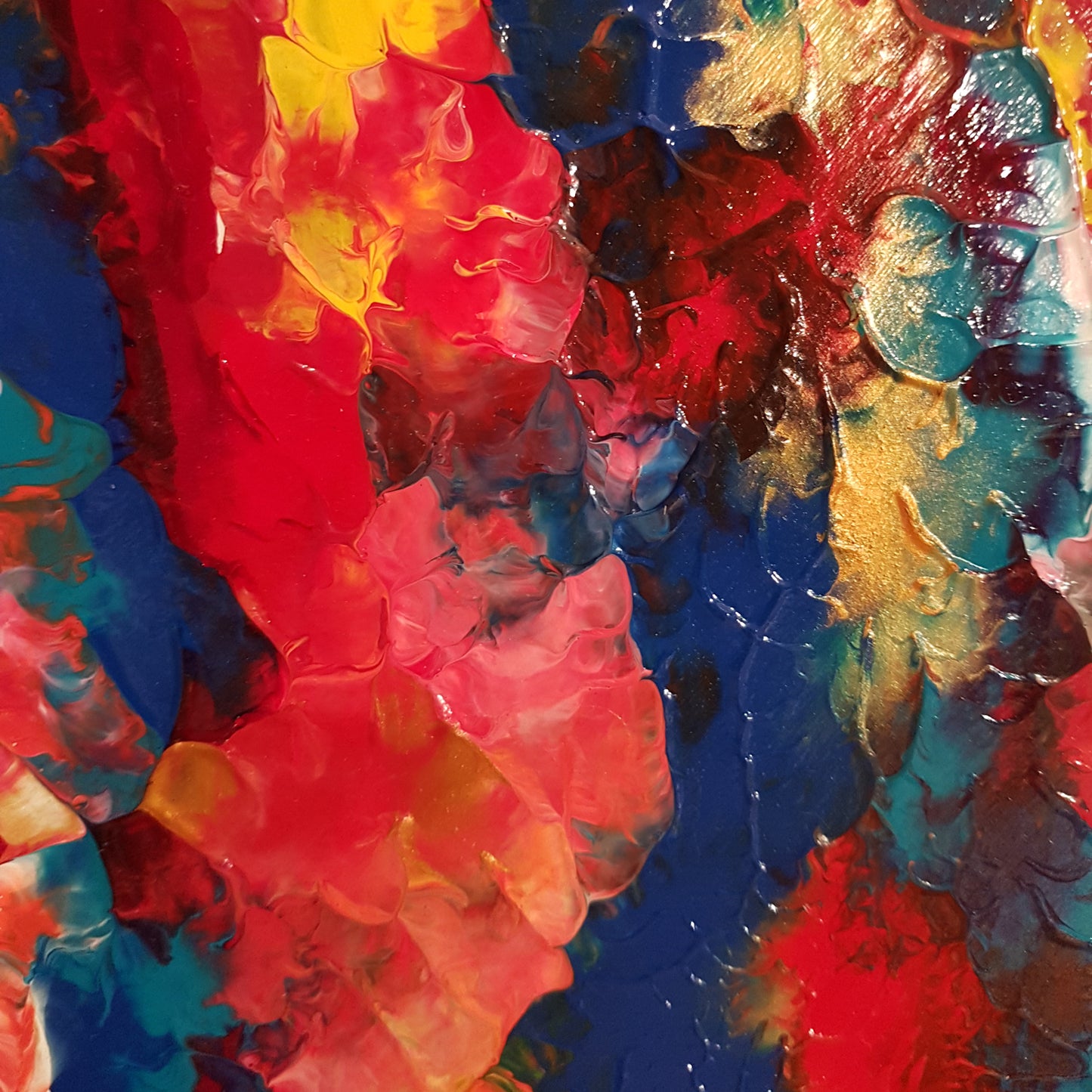 Jawbreaker-by-Alexandra-Romano-Red-Blue-Yellow-Original-Abstract-Paintings-Gallery-Toronto-Art-Canadian-Artists-Circle-Round-Canvas