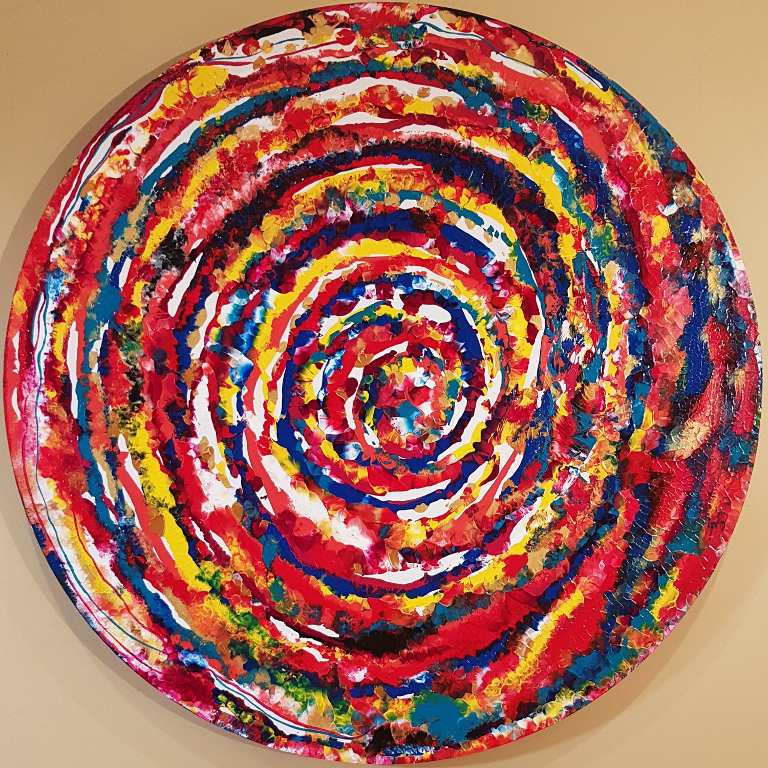 Jawbreaker-by-Alexandra-Romano-Red-Original-Abstract-Paintings-Gallery-Toronto-Art-Canadian-Artist-Circle-Round-Canvas