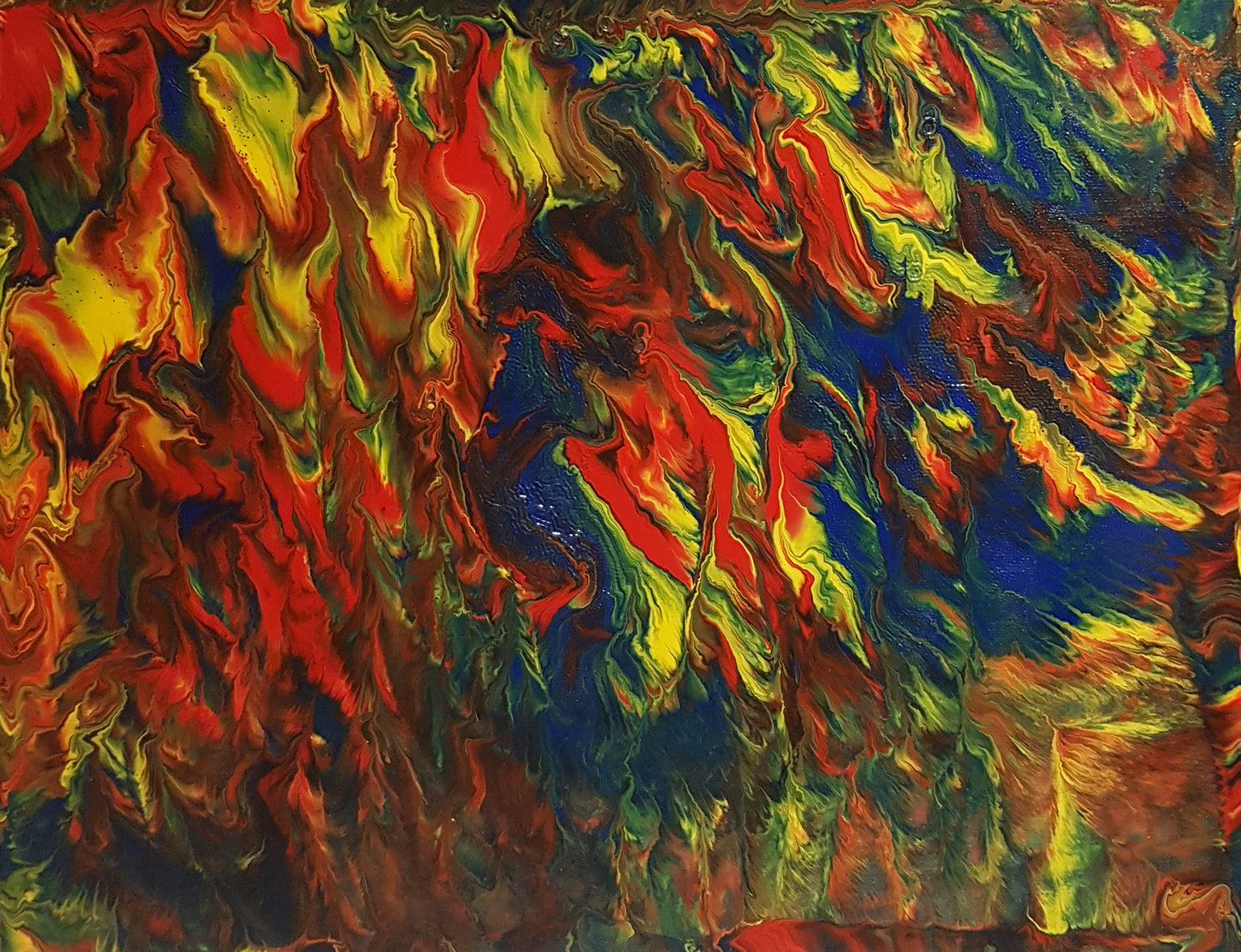 Primary-Flames-of-Passion-by-Alexandra-Romano-Art-Beautiful-Fiery-Abstract-Paintings-Sale-Blue-Red-Yellow-Colourful-Acrylic-on-Wood