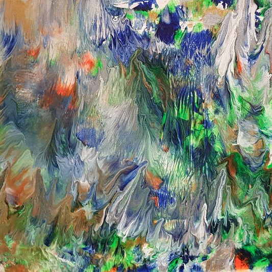Psychedelic-Sea-Alexandra-Romano-Art-Toronto-Gallery-Original-Artworks-Fluorescent-Green-and-Orange-Blue-Gold-White-Painting