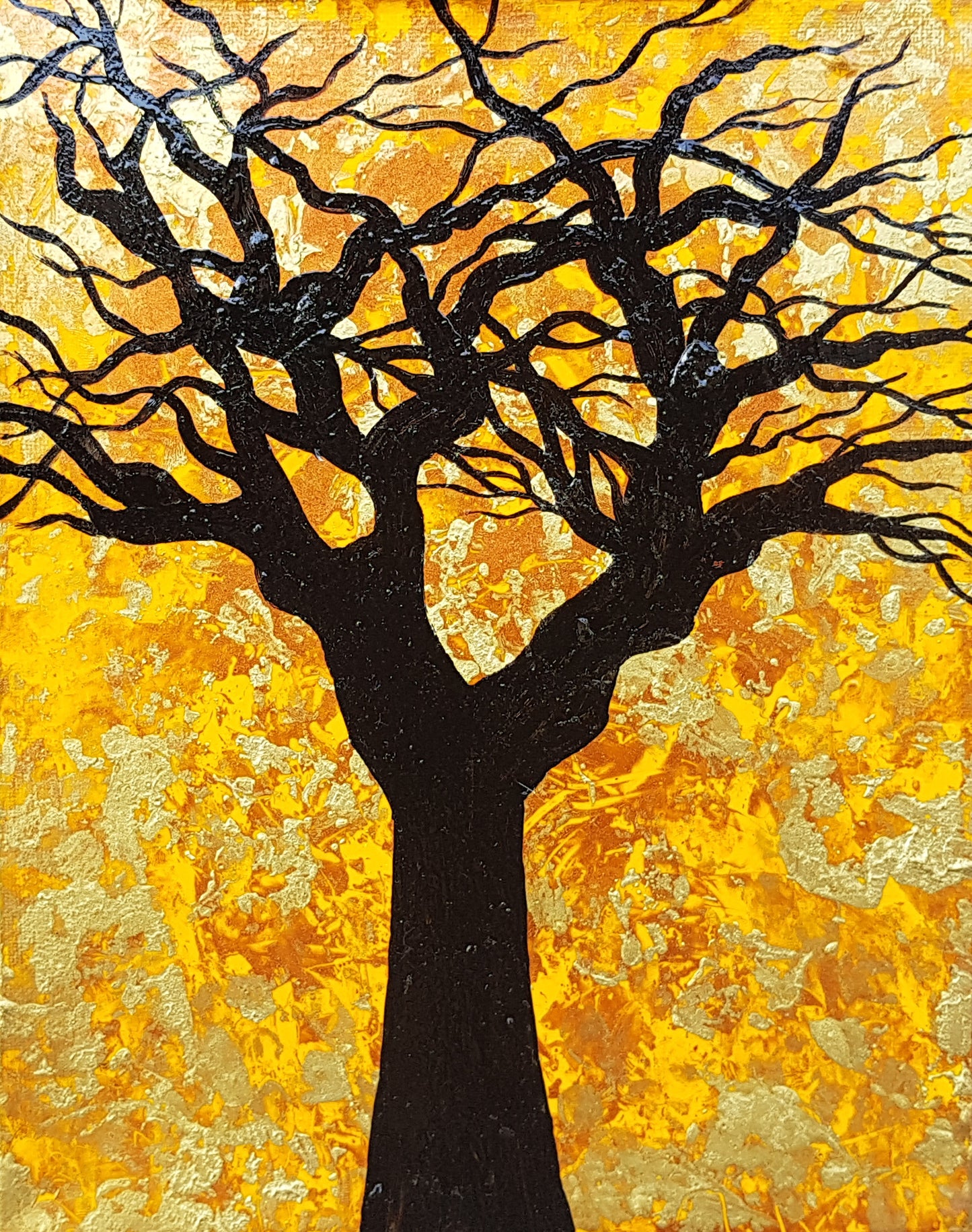 The-Root-of-Evil-by-Alexandra-Romano-Original-Amazing-Tree-Painting-Abstract-Expressionism-Impressionism-Artwork-Yellow-Gold-Black-Copper-Beautiful-Art-Gallery-In-Toronto-Canada-home-decor